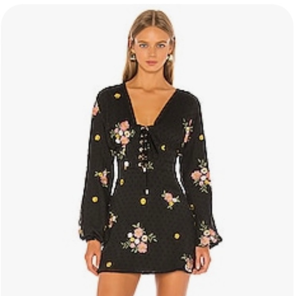 Majorelle, size medium, black cotton with black polka dots and embroidery